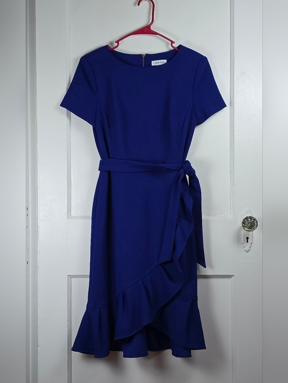 Calvin Klein Royal Blue Knit Crepe Classic Elegant Dress 6 Like New